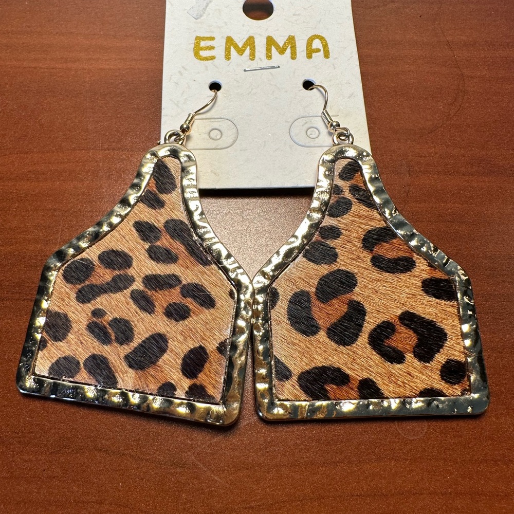 BLACK AND BROWN LEOPARD EARRINGS